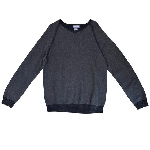 Tommy Bahama Men's Gray/Black Riverside Sweater Reversible Large Ribbed Knit Top - Picture 3 of 4